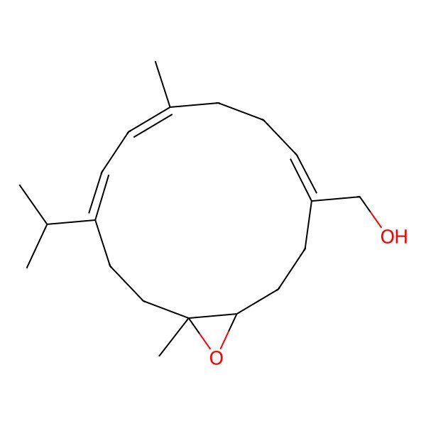 2D Structure of [(1S,4Z,8E,10E,14S)-8,14-dimethyl-11-propan-2-yl-15-oxabicyclo[12.1.0]pentadeca-4,8,10-trien-4-yl]methanol
