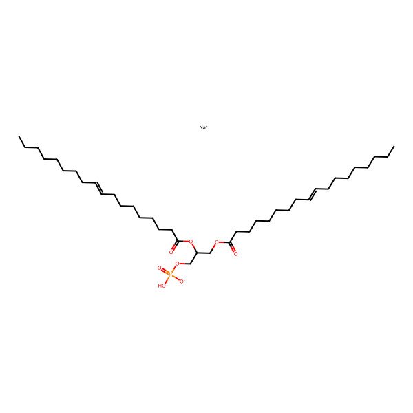 2D Structure of sodium (2R)-2,3-bis[(9Z)-octadec-9-enoyloxy]propyl hydrogen phosphate