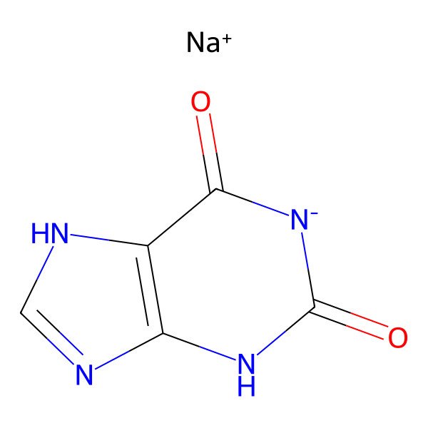 2D Structure of Sodium;3,7-dihydropurin-1-ide-2,6-dione