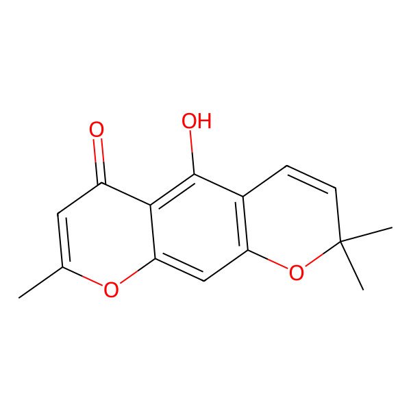 2D Structure of 5-Hydroxy-2,2,8-trimethylpyrano[3,2-g]chromen-6-one