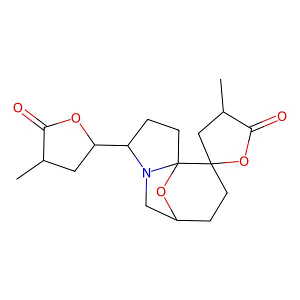 2D Structure of (1S,3'R,4S,7R,10S)-3'-methyl-4-[(2S,4S)-4-methyl-5-oxooxolan-2-yl]spiro[11-oxa-5-azatricyclo[5.3.1.01,5]undecane-10,5'-oxolane]-2'-one