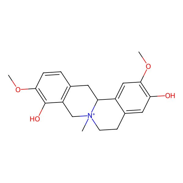 2D Structure of (7S,13aS)-2,10-dimethoxy-7-methyl-6,8,13,13a-tetrahydro-5H-isoquinolino[2,1-b]isoquinolin-7-ium-3,9-diol