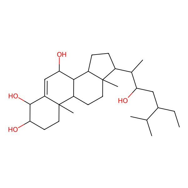 2D Structure of (3S,4R,7S,8S,9S,10R,13R,14S,17R)-17-[(2S,3R,5R)-5-ethyl-3-hydroxy-6-methylheptan-2-yl]-10,13-dimethyl-2,3,4,7,8,9,11,12,14,15,16,17-dodecahydro-1H-cyclopenta[a]phenanthrene-3,4,7-triol
