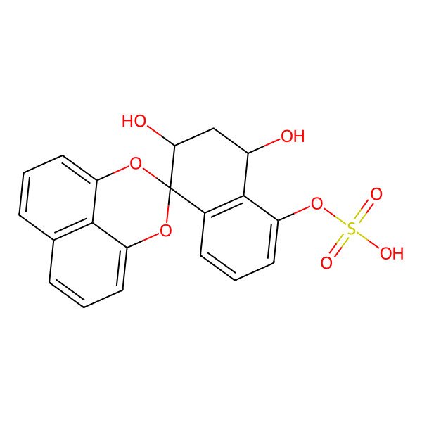 2D Structure of Sulfuric acid (2R)-1,1-[naphthalene-1,8-diylbis(oxy)]-2alpha,4beta-dihydroxytetralin-5-yl ester