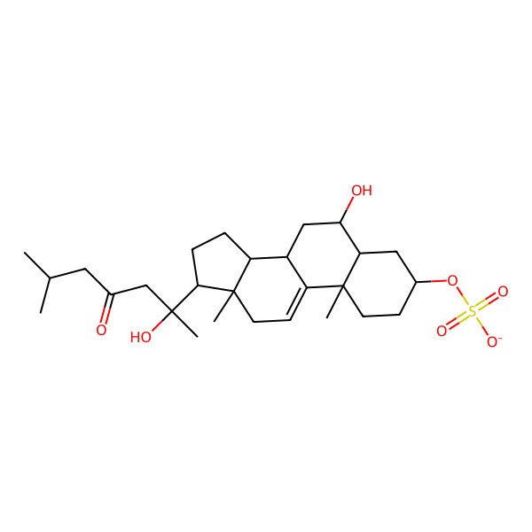 2D Structure of [(3S,5S,6S,8S,10S,13S,14S,17S)-6-hydroxy-17-[(2S)-2-hydroxy-6-methyl-4-oxoheptan-2-yl]-10,13-dimethyl-2,3,4,5,6,7,8,12,14,15,16,17-dodecahydro-1H-cyclopenta[a]phenanthren-3-yl] sulfate