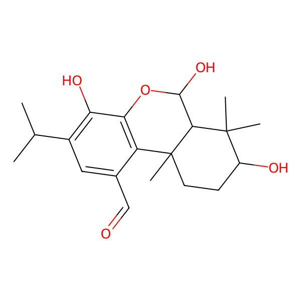2D Structure of (6R,6aR,8S,10aS)-4,6,8-trihydroxy-7,7,10a-trimethyl-3-propan-2-yl-6a,8,9,10-tetrahydro-6H-benzo[c]chromene-1-carbaldehyde