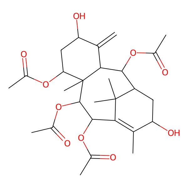 2D Structure of [(1R,2R,3R,5S,7S,8S,9R,10R,13S)-2,9,10-triacetyloxy-5,13-dihydroxy-8,12,15,15-tetramethyl-4-methylidene-7-tricyclo[9.3.1.03,8]pentadec-11-enyl] acetate
