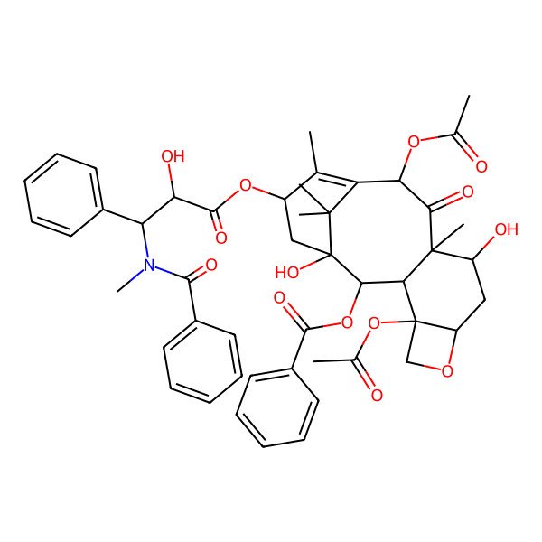 2D Structure of [(1S,2S,3R,4S,7R,9S,10S,12R,15S)-4,12-diacetyloxy-15-[(2R,3S)-3-[benzoyl(methyl)amino]-2-hydroxy-3-phenylpropanoyl]oxy-1,9-dihydroxy-10,14,17,17-tetramethyl-11-oxo-6-oxatetracyclo[11.3.1.03,10.04,7]heptadec-13-en-2-yl] benzoate
