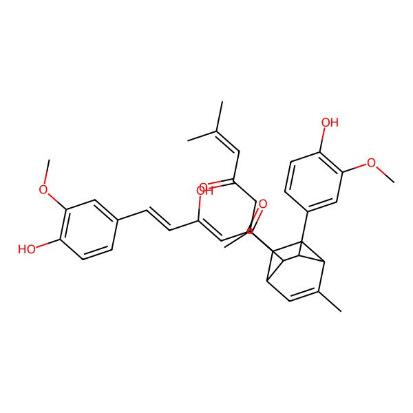 2D Structure of 6-[(2R,7S,8S)-7-[(2Z,4E)-3-hydroxy-5-(4-hydroxy-3-methoxyphenyl)penta-2,4-dienoyl]-8-(4-hydroxy-3-methoxyphenyl)-5-methyl-2-bicyclo[2.2.2]oct-5-enyl]-2-methylhept-2-en-4-one