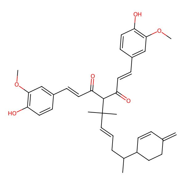 2D Structure of (1E,6E)-1,7-bis(4-hydroxy-3-methoxyphenyl)-4-[(E)-2-methyl-6-(4-methylidenecyclohex-2-en-1-yl)hept-3-en-2-yl]hepta-1,6-diene-3,5-dione