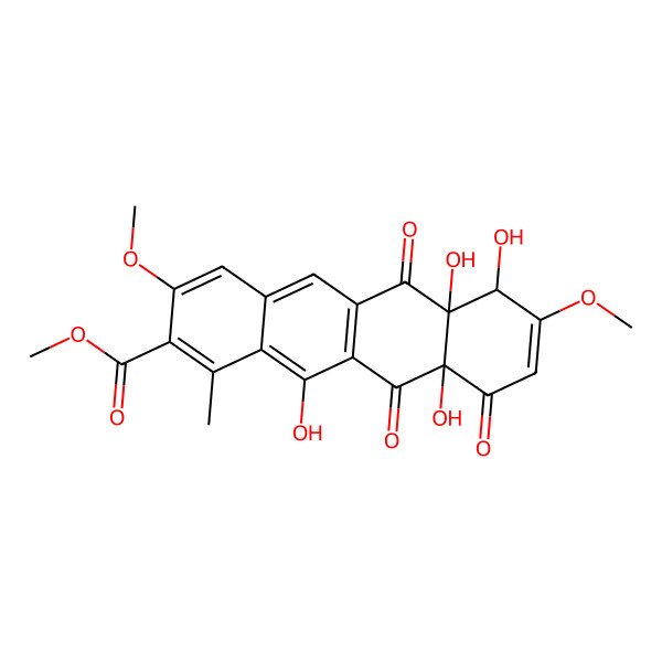2D Structure of Methyl (6aR,7S,10aR)-6,6a,7,10,10a,11-hexahydro-6a,7,10a,12-tetrahydroxy-3,8-dimethoxy-1-methyl-6,10,11-trioxo-2-naphthacenecarboxylate