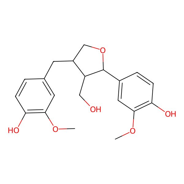 2D Structure of Tetrahydro-2-(4-hydroxy-3-methoxyphenyl)-4-((4-hydroxy-3-methoxyphenyl)methyl)-3-furanmethanol