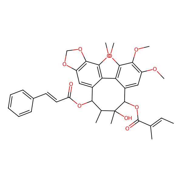 2D Structure of [(8S,9S,10S,11R)-9-hydroxy-3,4,5,19-tetramethoxy-9,10-dimethyl-11-[(E)-3-phenylprop-2-enoyl]oxy-15,17-dioxatetracyclo[10.7.0.02,7.014,18]nonadeca-1(19),2,4,6,12,14(18)-hexaen-8-yl] (Z)-2-methylbut-2-enoate