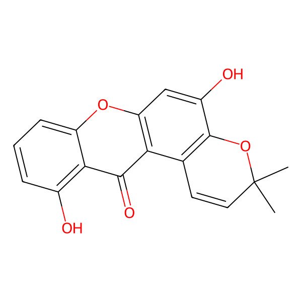 2D Structure of 5,11-Dihydroxy-3,3-dimethylpyrano[3,2-a]xanthen-12-one
