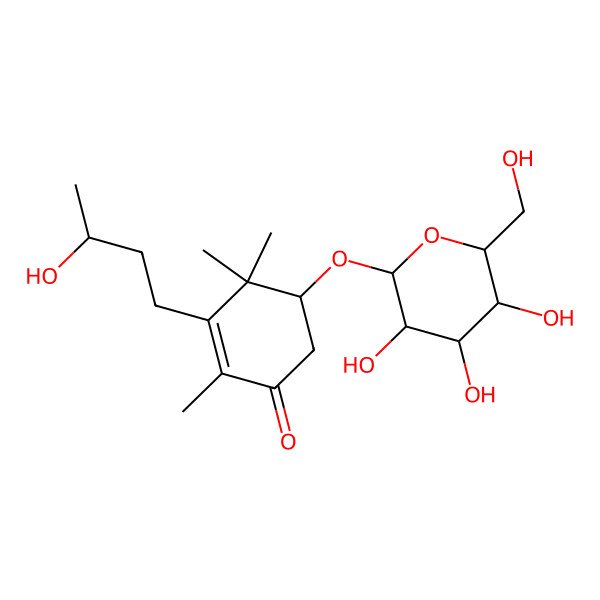 2D Structure of (5S)-3-[(3R)-3-hydroxybutyl]-2,4,4-trimethyl-5-[(2R,3R,4S,5S,6R)-3,4,5-trihydroxy-6-(hydroxymethyl)oxan-2-yl]oxycyclohex-2-en-1-one