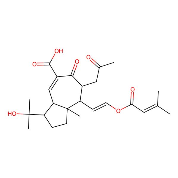 2D Structure of (3S,3aS,7S,8S,8aS)-3-(2-hydroxypropan-2-yl)-8a-methyl-8-[(E)-2-(3-methylbut-2-enoyloxy)ethenyl]-6-oxo-7-(2-oxopropyl)-1,2,3,3a,7,8-hexahydroazulene-5-carboxylic acid