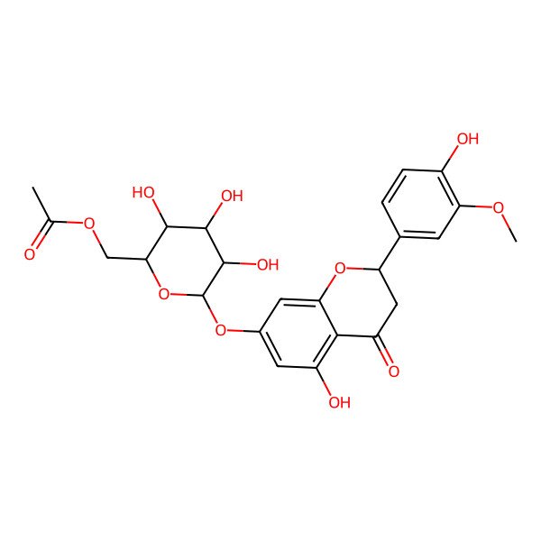 2D Structure of (2S)-7-((6-O-Acetyl-beta-D-glucopyranosyl)oxy)-2,3-dihydro-5-hydroxy-2-(4-hydroxy-3-methoxyphenyl)-4H-1-benzopyran-4-one