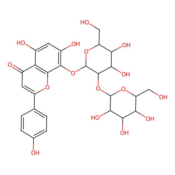 2D Structure of 8-[(2R,3R,4S,5S,6R)-4,5-dihydroxy-6-(hydroxymethyl)-3-[(2S,3R,4S,5S,6R)-3,4,5-trihydroxy-6-(hydroxymethyl)oxan-2-yl]oxyoxan-2-yl]oxy-5,7-dihydroxy-2-(4-hydroxyphenyl)chromen-4-one