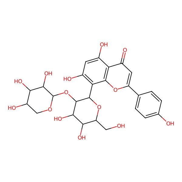 2D Structure of 8-[(2S,3R,4S,5S,6R)-4,5-dihydroxy-6-(hydroxymethyl)-3-[(2S,3R,4S,5R)-3,4,5-trihydroxyoxan-2-yl]oxyoxan-2-yl]-5,7-dihydroxy-2-(4-hydroxyphenyl)chromen-4-one