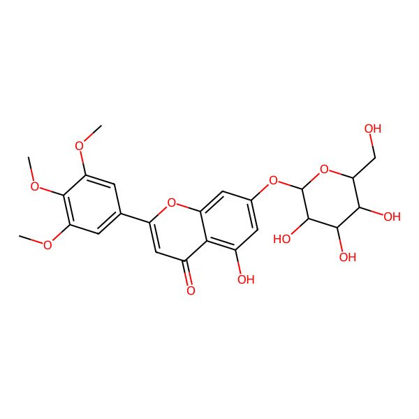 2D Structure of 5-hydroxy-7-[(2S,3R,4S,5S,6R)-3,4,5-trihydroxy-6-(hydroxymethyl)oxan-2-yl]oxy-2-(3,4,5-trimethoxyphenyl)chromen-4-one