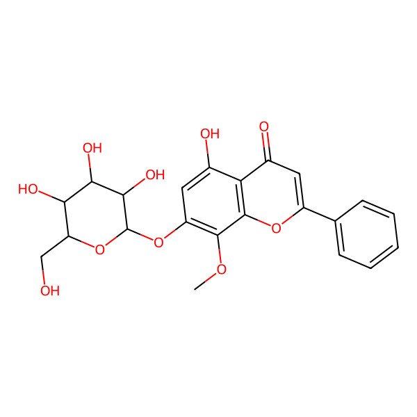 2D Structure of wogonin 7-O-glucoside 2D Structure of wogonin 7-O-glucoside