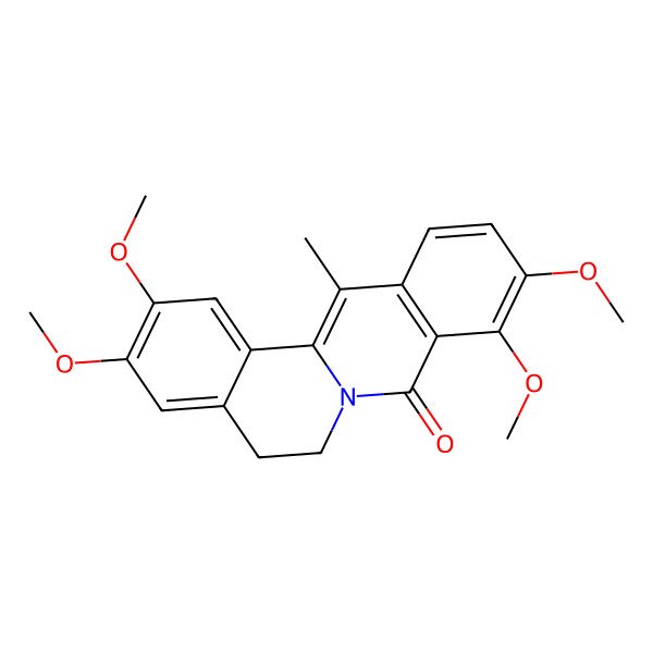 2D Structure of 2,3,9,10-Tetramethoxy-13-methyl-5,6-dihydro-8H-dibenzo(a,g)quinolizine-8-one