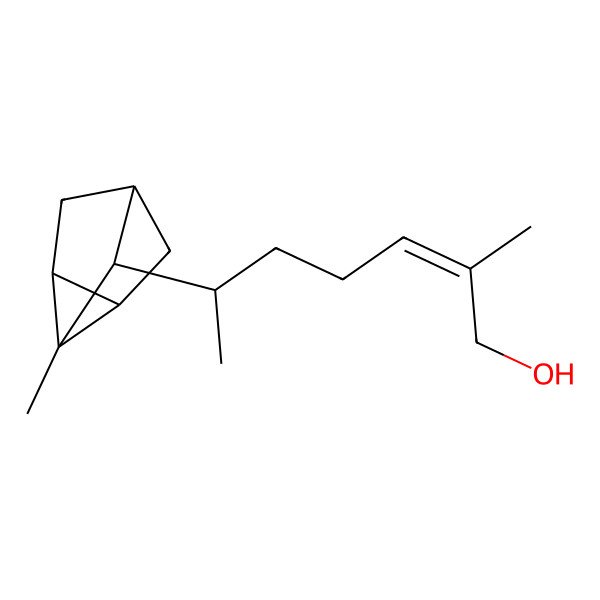 2D Structure of (Z)-2-methyl-6-(2-methyl-3-tricyclo[2.2.1.02,6]heptanyl)hept-2-en-1-ol