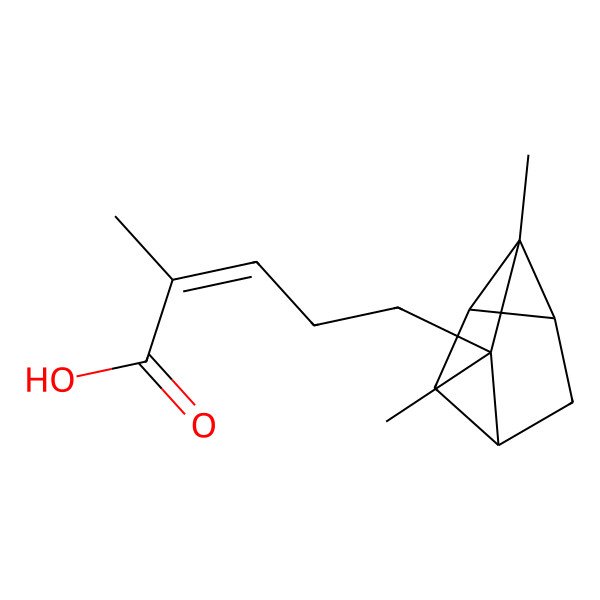 2D Structure of (Z)-5-(2,3-dimethyl-3-tricyclo[2.2.1.02,6]heptanyl)-2-methylpent-2-enoic acid