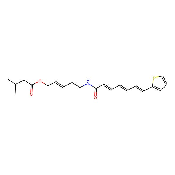 2D Structure of [(Z)-5-[[(2E,4E,6E)-7-thiophen-2-ylhepta-2,4,6-trienoyl]amino]pent-2-enyl] 3-methylbutanoate