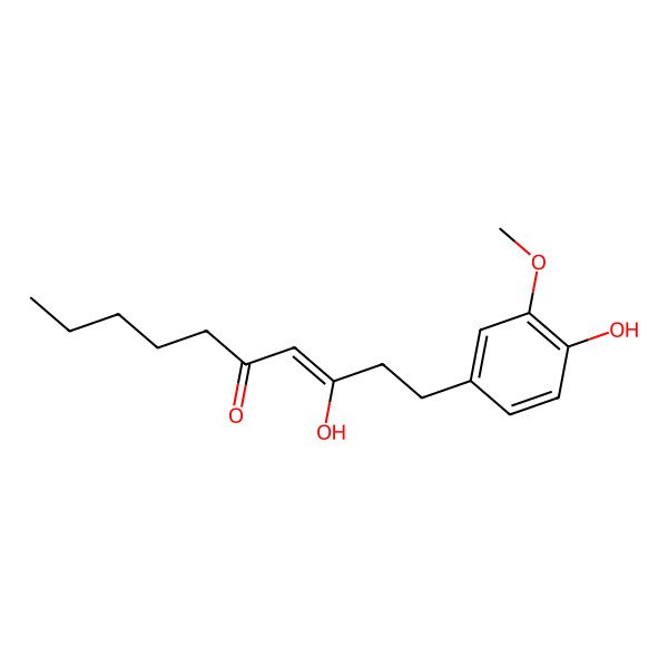 2D Structure of (Z)-5-hydroxy-1-(4-hydroxy-3-methoxy-phenyl)dec-4-en-3-one