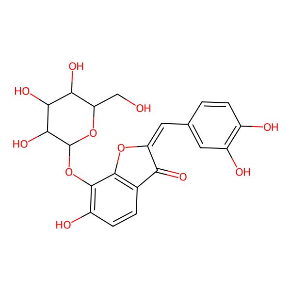 2D Structure of (Z)-7-[[beta-D-Glucopyranosyl]oxy]-3',4',6-trihydroxyaurone