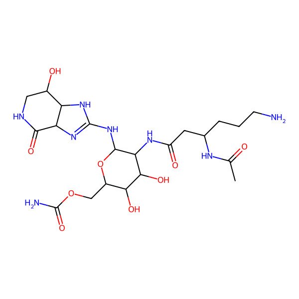 2D Structure of (-)-(2S,3S,4R)-10-de-O-carbamoyl-12-O-carbamoyl-Nbeta-acetylstreptothricin F