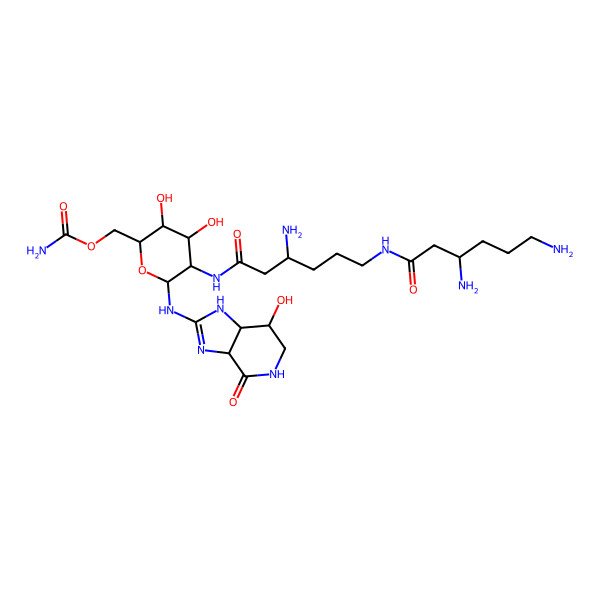 2D Structure of (-)-(2S,3S,4R)-10-de-O-carbamoyl-12-O-carbamoylstreptothricin E