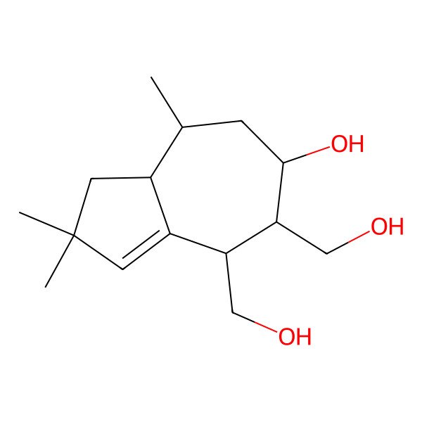 2D Structure of (-)-(2S,3S,4S,6S,7S)-tremul-1(10)-ene-4,11,12-triol