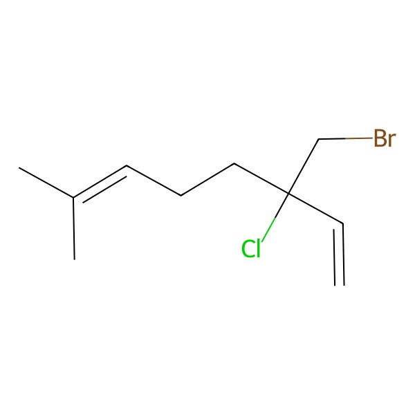 2D Structure of (-)-3-Bromomethyl-3-chloro-7-methyl-1,6-octadiene