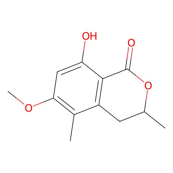 2D Structure of (-)-(3r)-8-Hydroxy-6-methoxy-3,5-dimethyl-3,4-dihydroisocoumarin