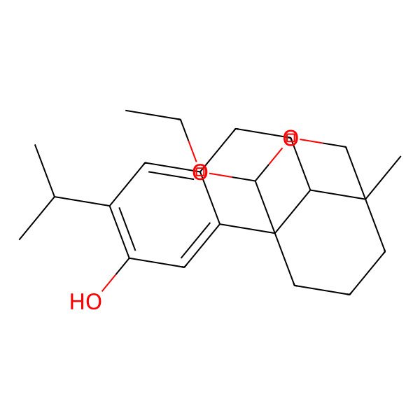 2D Structure of (-)-(4S,5S,10R,20R)-12,18-dihydroxyabieta-8,11,13-trien-20-aldehyde 18,20-ethyl acetal 2D Structure of (-)-(4S,5S,10R,20R)-12,18-dihydroxyabieta-8,11,13-trien-20-aldehyde 18,20-ethyl acetal