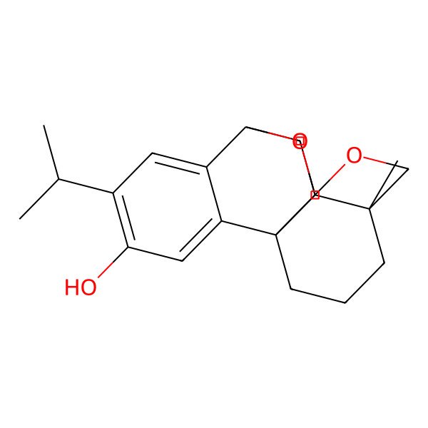 2D Structure of (-)-(4S,5S,7S,10R,20S)-7,12,18-trihydroxyabieta-8,11,13-trien-20-aldehyde 7,18,20-acetal 2D Structure of (-)-(4S,5S,7S,10R,20S)-7,12,18-trihydroxyabieta-8,11,13-trien-20-aldehyde 7,18,20-acetal