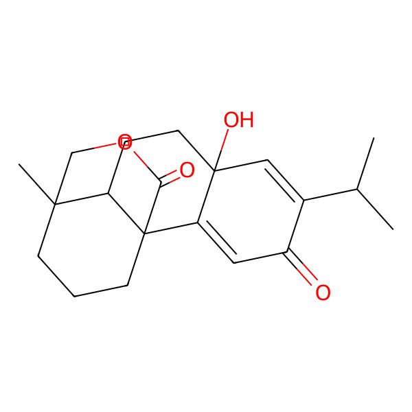 2D Structure of (-)-(4S,5S,8R,10R)-8,18-dihydroxy-12-oxo-abieta-9(11),13-dien-20-oic acid 18,20-lactone