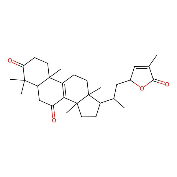 2D Structure of (+)-(5alpha,23R,24Z)-lanosta-8,24-dien-3,7-dioxo-23,26-gamma-lactone