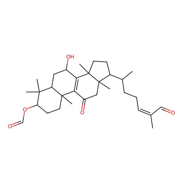 2D Structure of (+)-(5alpha,24E)-3beta-acetoxyl-7beta-hydroxylanosta-8,24-dien-11-oxo-26-AL