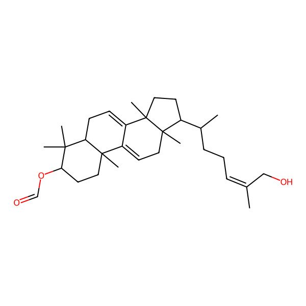 2D Structure of (+)-(5alpha,24E)-3beta-acetoxyllanosta-7,9(11),24-triene-26-OL