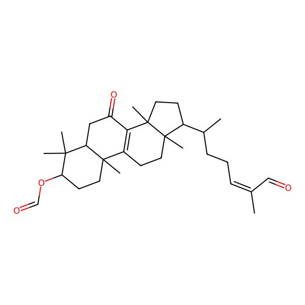 2D Structure of (+)-(5alpha,24E)-3beta-acetoxyllanosta-8,24-dien-7-oxo-26-AL