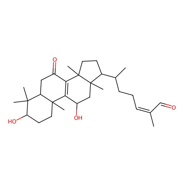 2D Structure of (+)-(5alpha,24E)-3beta,11alpha-dihydroxylanosta-8,24-dien-7-oxo-26-AL
