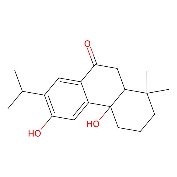 2D Structure of (+)-(5S,10R)-10,12-dihydroxy-7-oxo-20-norabieta-8,11,13-triene 2D Structure of (+)-(5S,10R)-10,12-dihydroxy-7-oxo-20-norabieta-8,11,13-triene