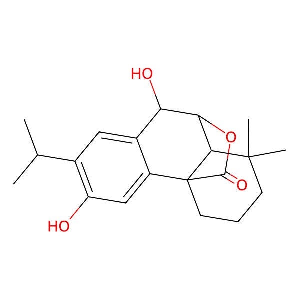 2D Structure of (+)-(5S,6S,7R,10R)-6,7,12-trihydroxyabieta-8,11,13-trien-20-oic acid 6,20-lactone 2D Structure of (+)-(5S,6S,7R,10R)-6,7,12-trihydroxyabieta-8,11,13-trien-20-oic acid 6,20-lactone