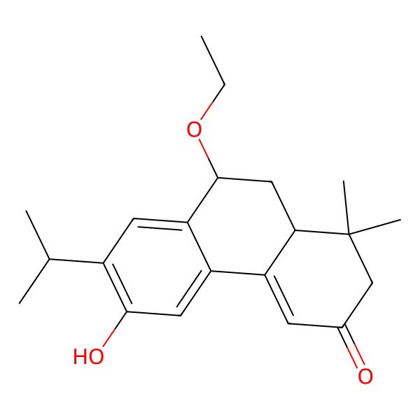 2D Structure of (+)-(5S,7R)-7-ethoxy-12-hydroxy-2-oxo-20-norabieta-1(10),8,11,13-tetraene 2D Structure of (+)-(5S,7R)-7-ethoxy-12-hydroxy-2-oxo-20-norabieta-1(10),8,11,13-tetraene