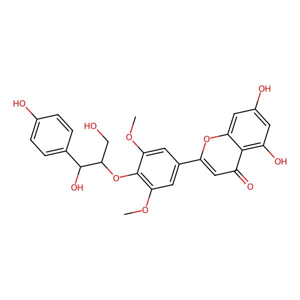 2D Structure of (-)-(7''R,8''S)-4'',5,7-trihydroxy-3',5'-dimethoxy-4',8''-oxyflavonolignan-7'',9''-diol