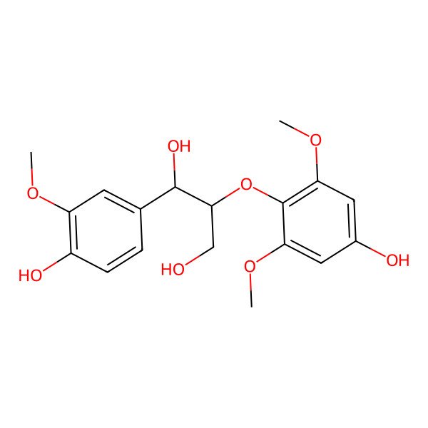 2D Structure of (+)-(7S,8S)-1',4-dihydroxy-3,3',5'-trimethoxy-7',8',9'-trinor-8,4'-oxyneolignan-7,9-diol