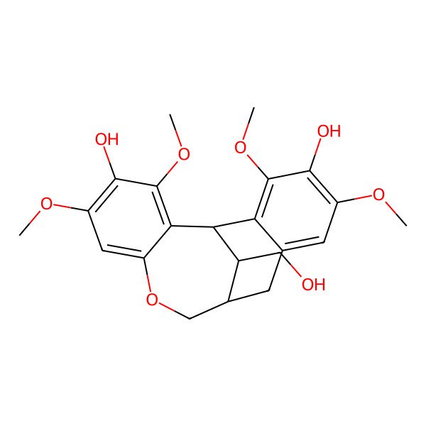 2D Structure of (+)-(7'S,8S,8'S)-3',4-dihydroxy-2',3,4',5-tetramethoxy-6',9-epoxy-2,7'-cyclolignan-9'-ol